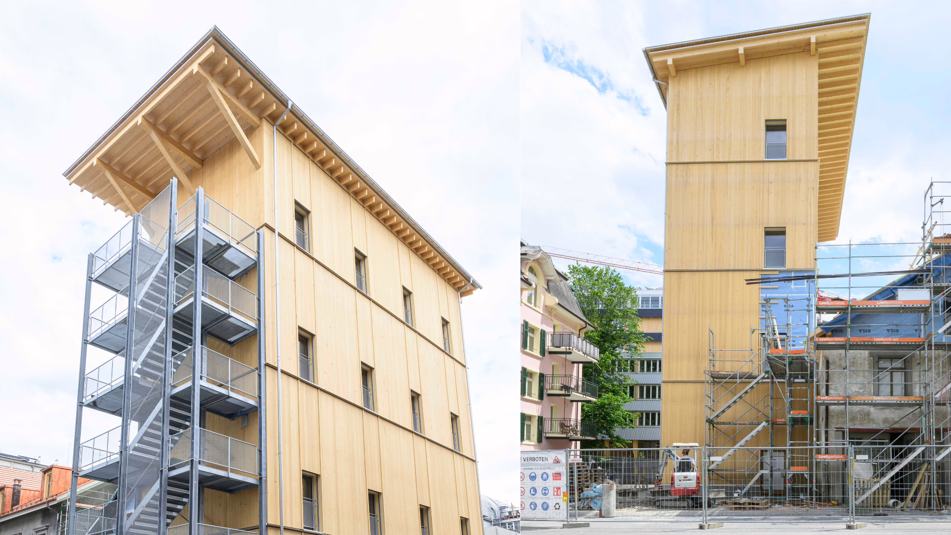 Der Wohnturm besteht aus vier Maisonette-Wohnungen, welche jeweils zweistöckig gestaltet werden können.