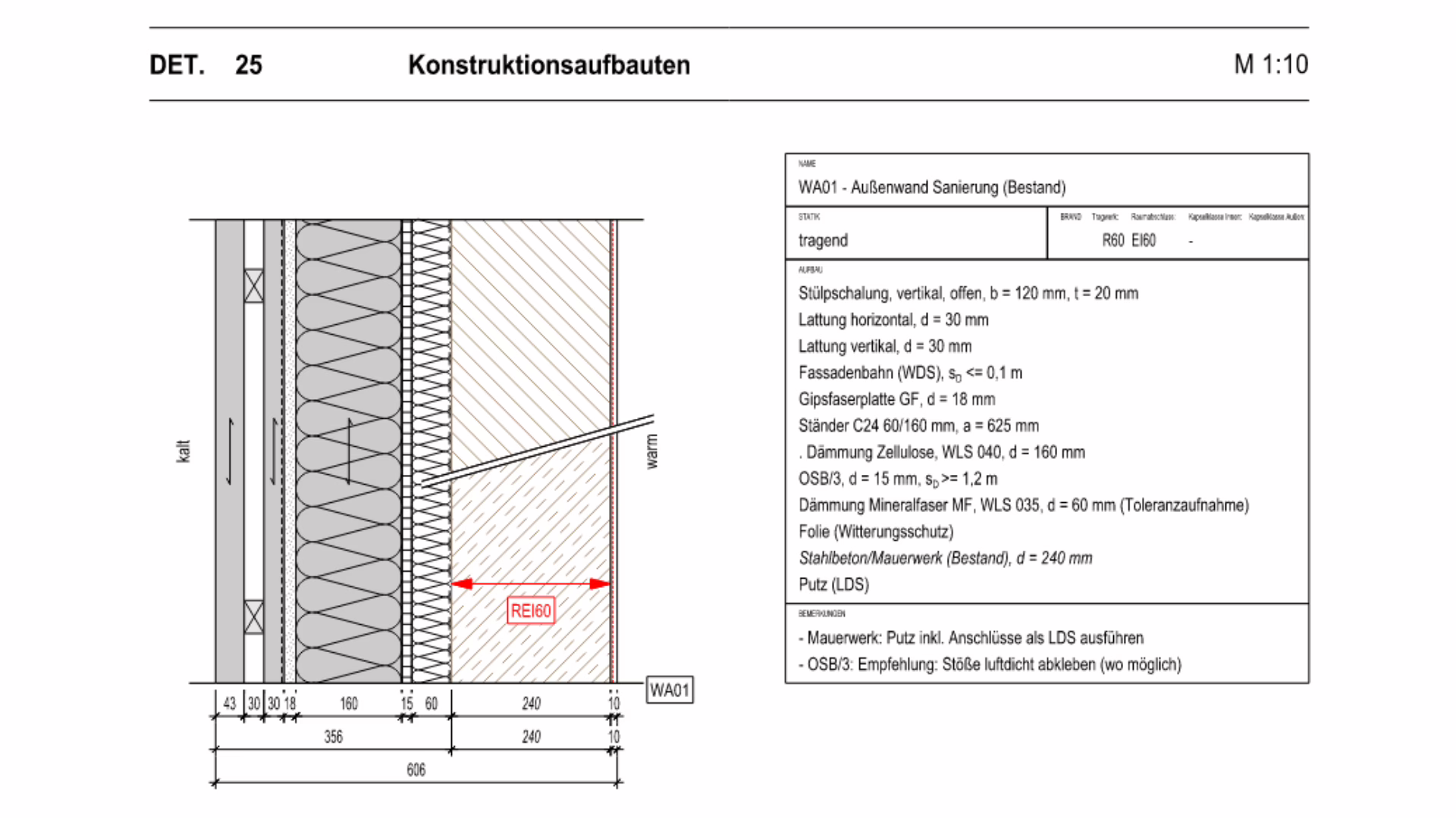 Detail Konstruktionsaufbauten - AuĂźenwand Bestand | Quelle: PIRMIN JUNG Deutschland GmbH