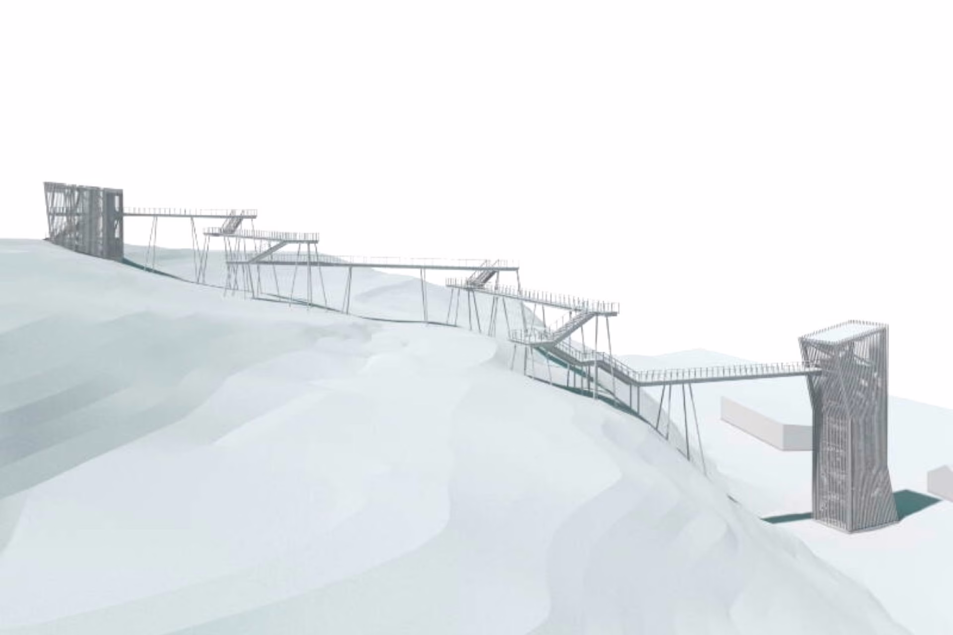 Die Visualisierung zeigt die zu überwindenden Höhenunterschiede und lässt die topografischen Gegebenheiten erkennen | Visualisierung: 2ECK Architekten