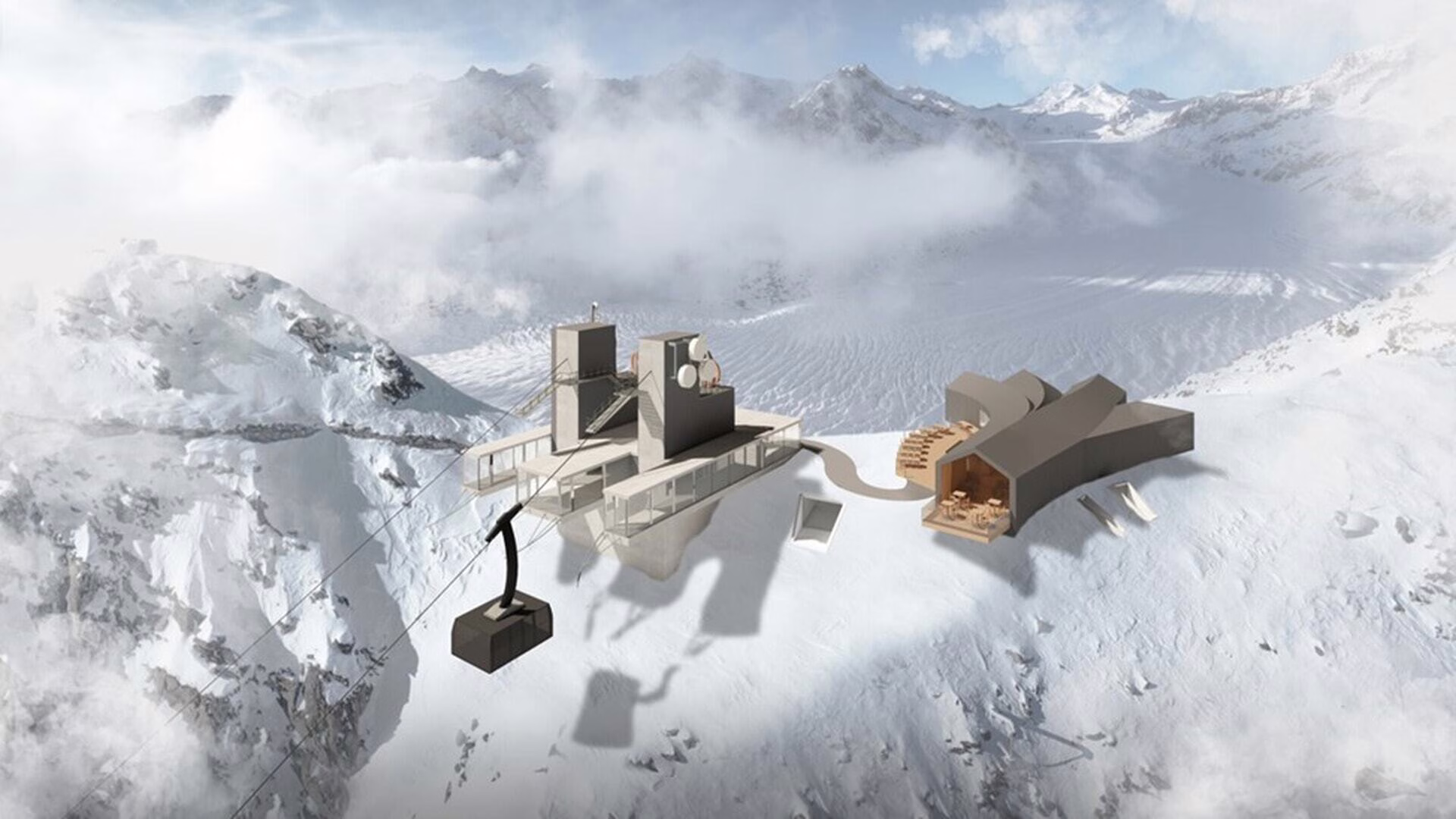 Neubau Restaurant Eggishorn in Fiesch | Visualisierung: Aletsch Bahnen AG